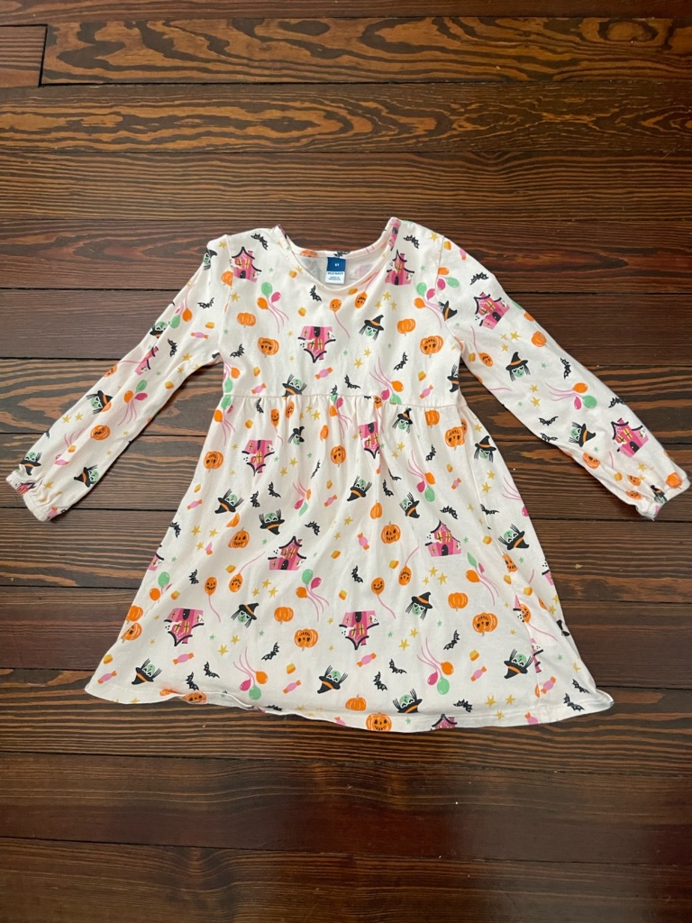 Girls' Halloween Print Long-Sleeve Dress